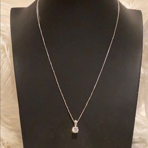 Beautiful CZ pendant silver 18” necklace